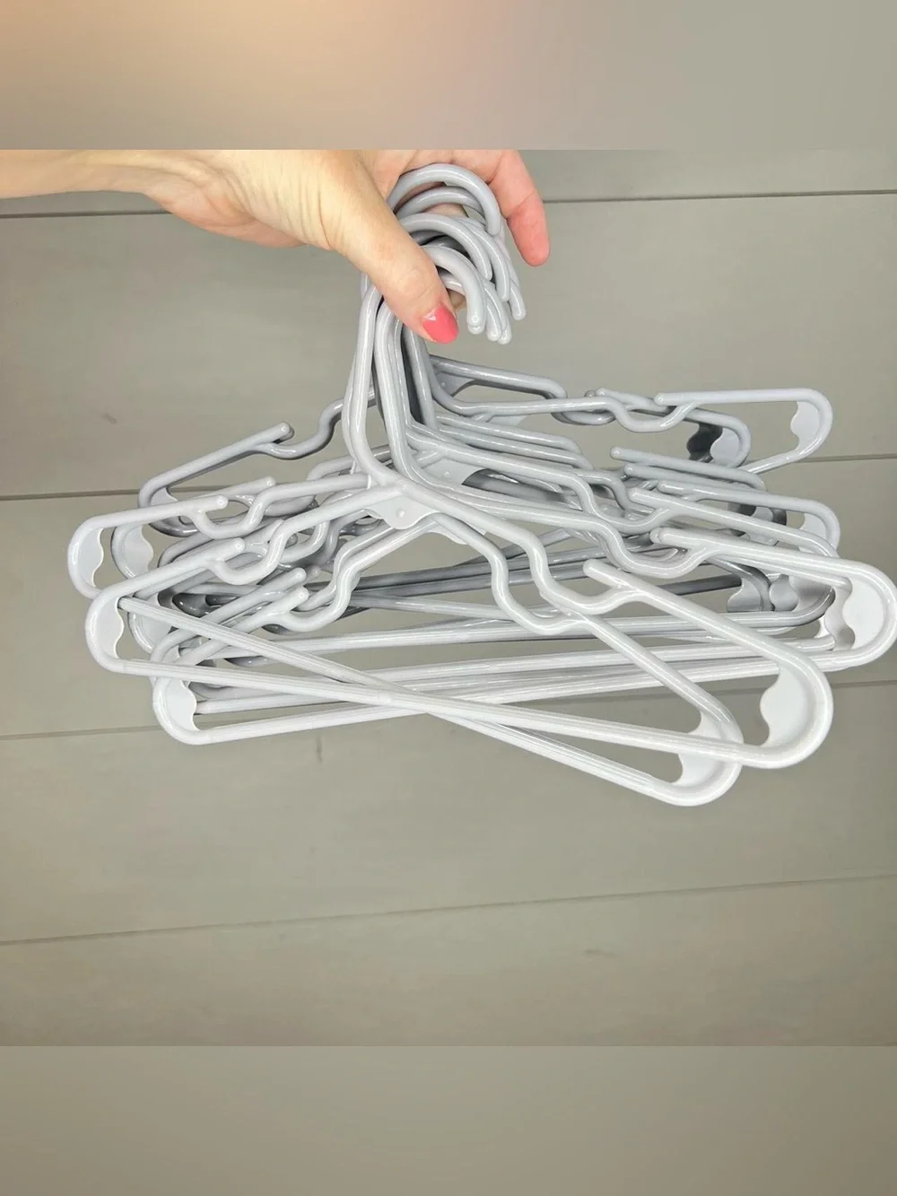 Set of 10 Gray Plastic Clothes Hangers - Youth